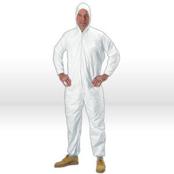 Advantage Plus Disposable Coveralls, White, Elastic w/ Attached Hood & Boots, Large, 25/case - APP0230-L