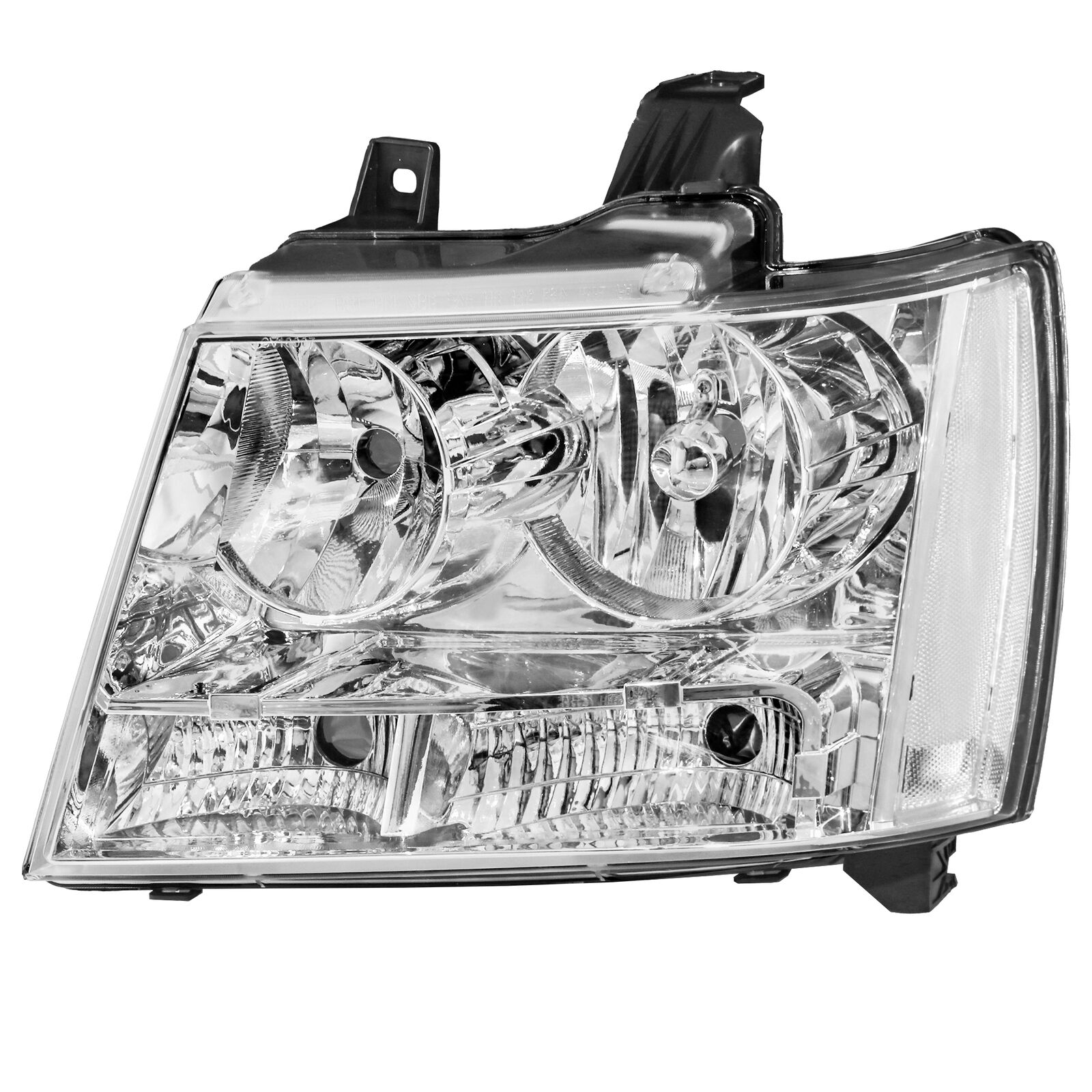 Headlights Assembly For 2007-2014 Chevy Tahoe Avalanche Suburban with Chrome Housing/Clear Lens/Clear Reflector