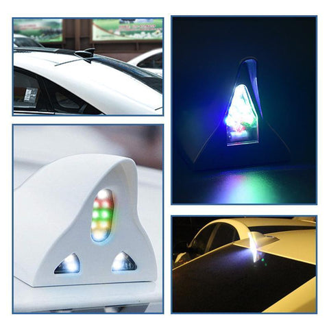 Marrone Shark Fin Warning Light, Solar Powered Car Shark Fin Antenna LED  Warning Flash Strobe Tail Light Led Flash Warning Light Tail Lights (White)