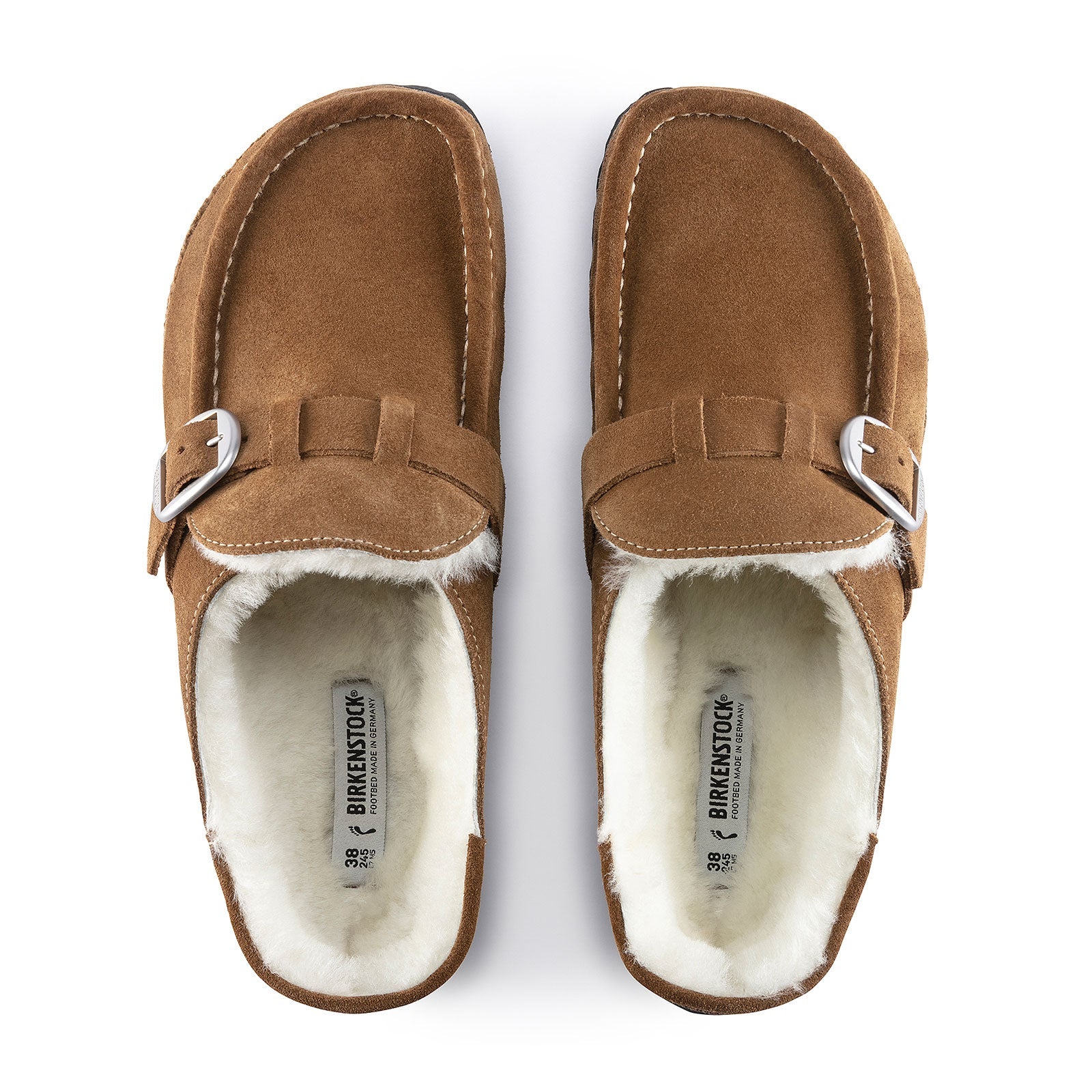 Birkenstock Buckley Shearling Clog (Women) - Tea Suede/Natural