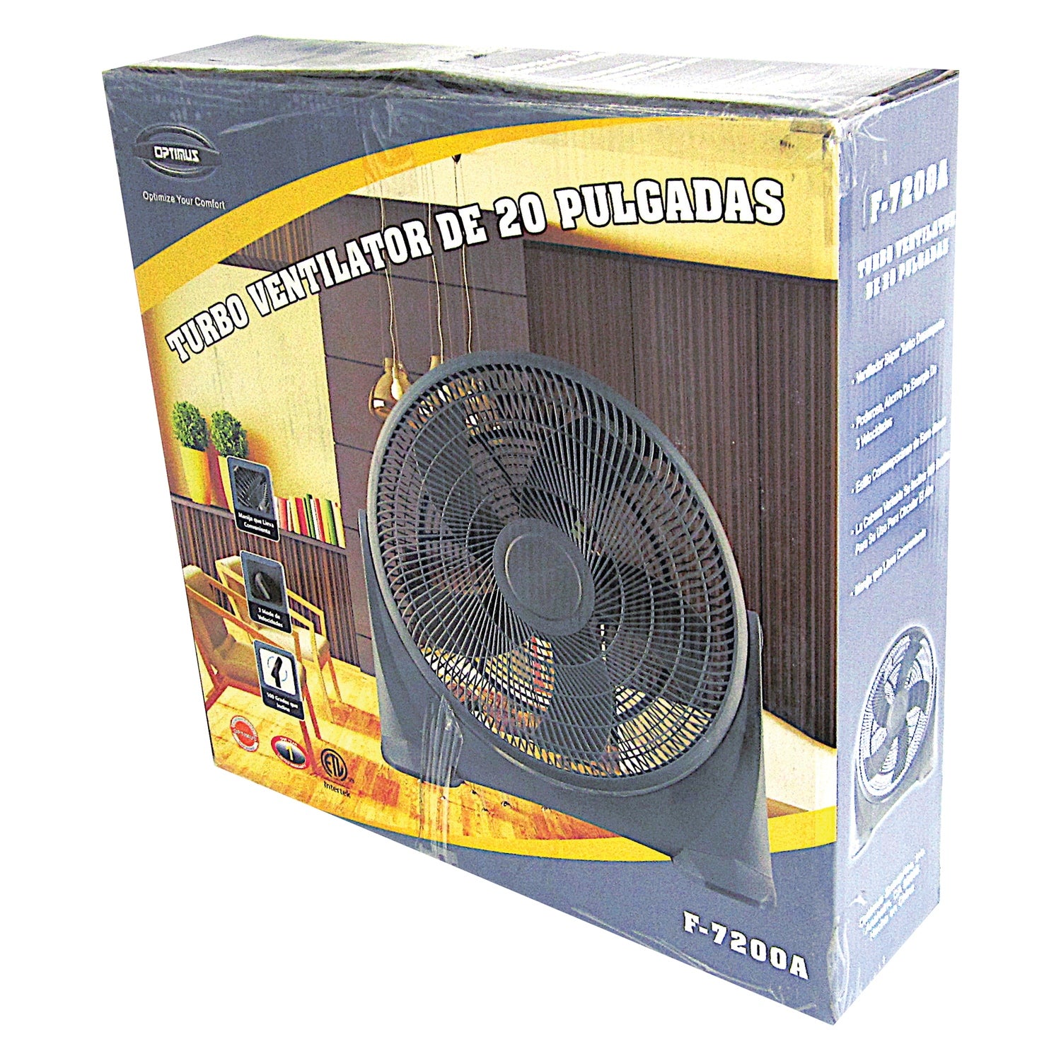 Optimus F-7200 F-7200 3-Speed 70-Watt 20-In. Portable Turbo High-Performance Air Circulator