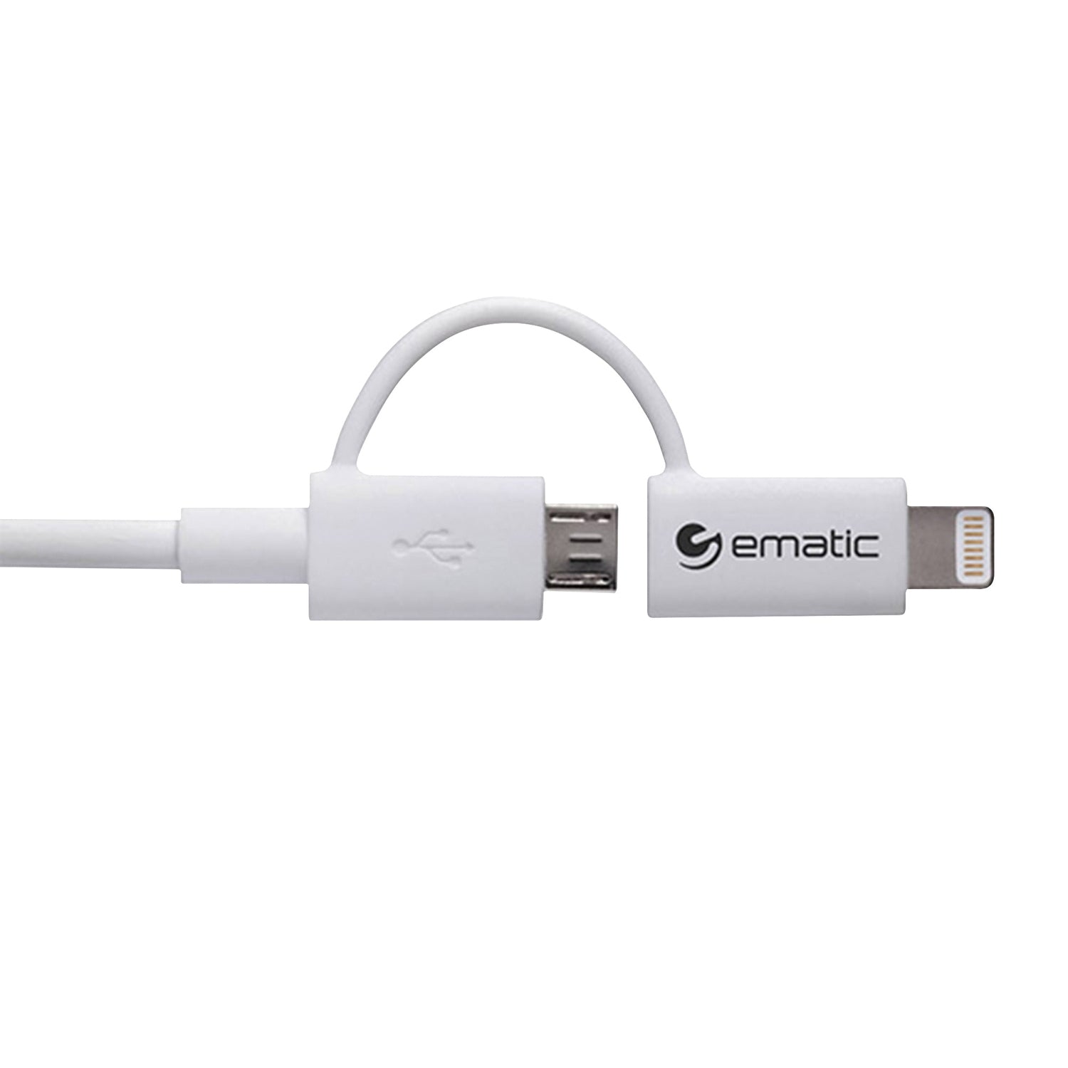 Ematic ELD320 Charge and Sync 2-in-1 Lightning and Micro USB to USB-A Cable, 3 Feet