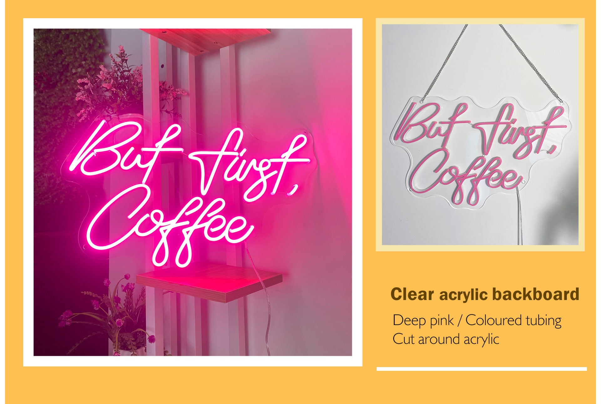 Clear acrylic neon sign-deep pink