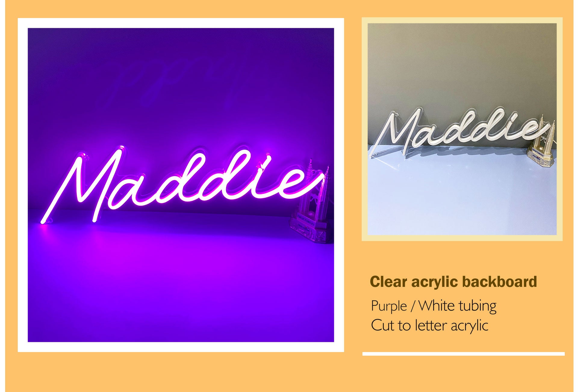 Clear acrylic neon sign-purple