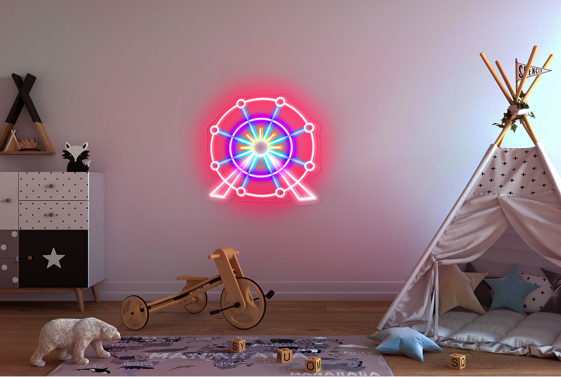 Ferris wheel neon light sign