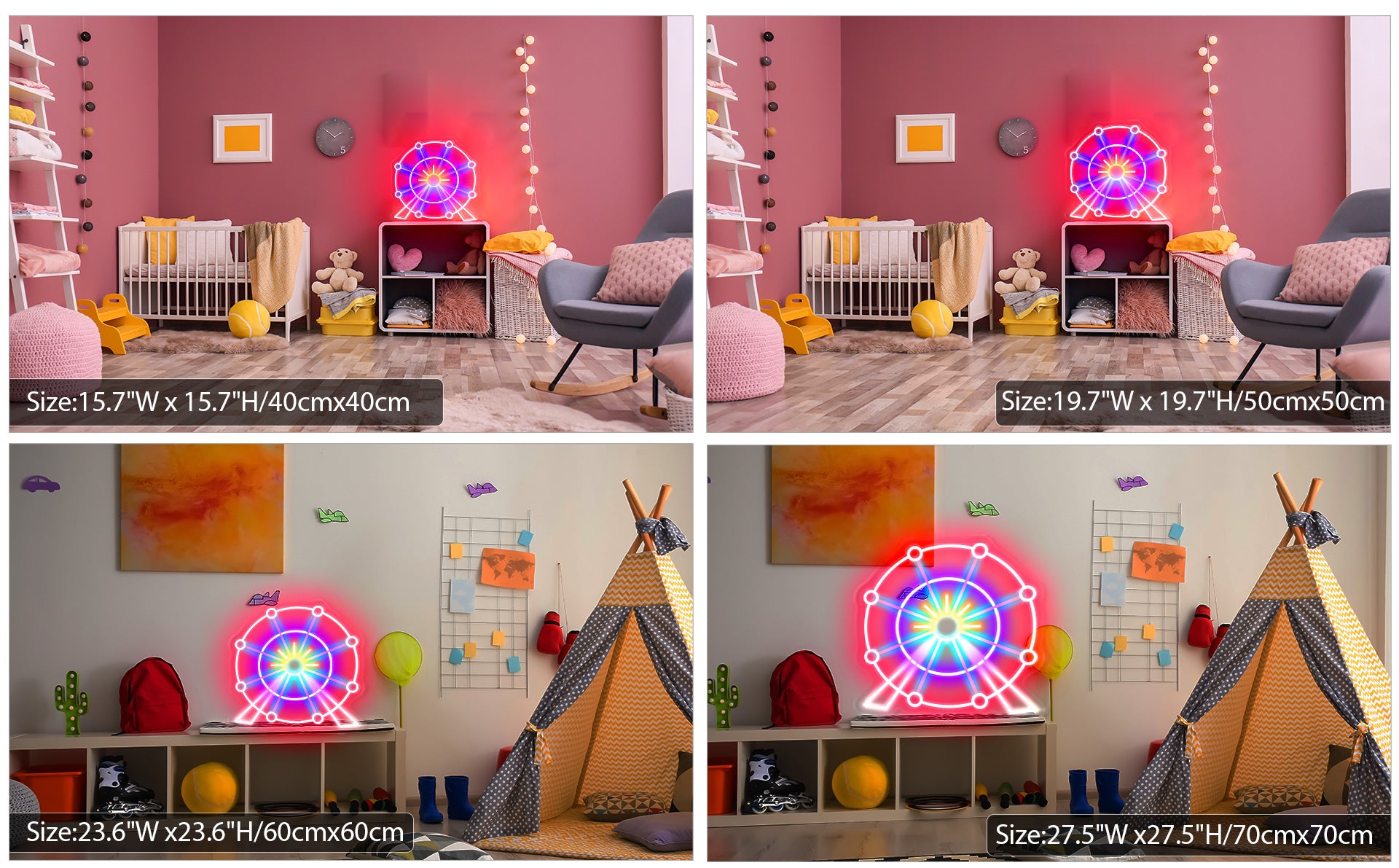 colourful Ferris wheel neon light sign