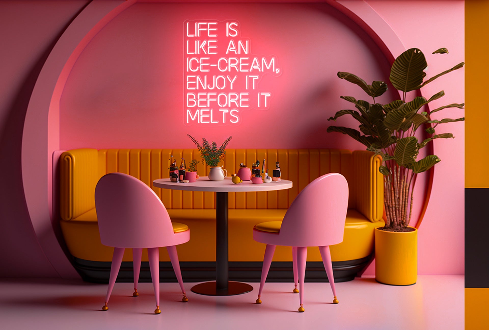 LIFE IS LIKE AN ICE-CREAM ENJOY IT BEFORE IT MELTS Neon