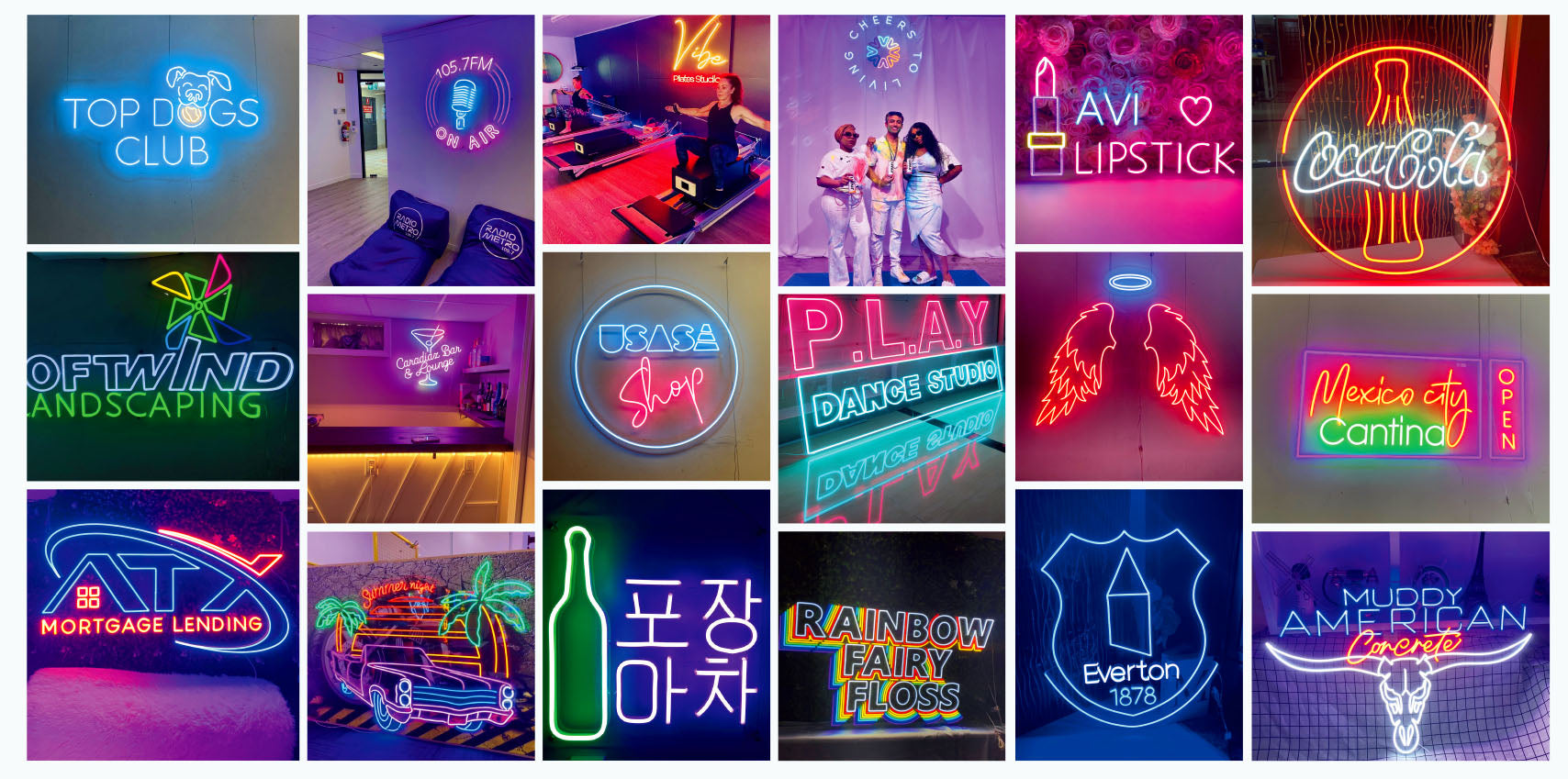 multiple colour neon signs