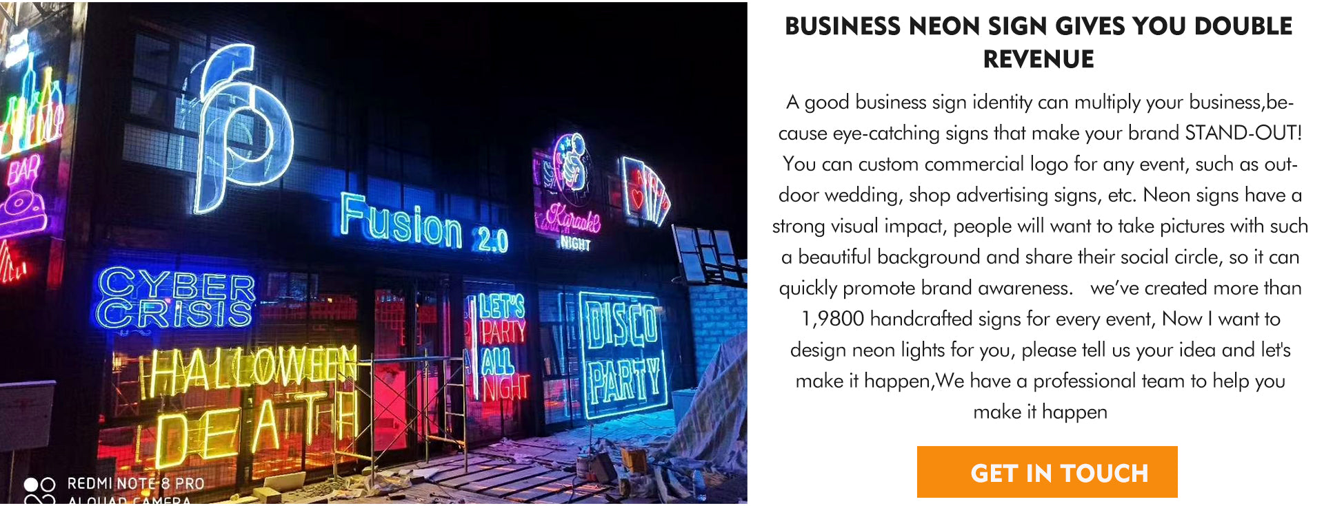 outdoor business neon sign