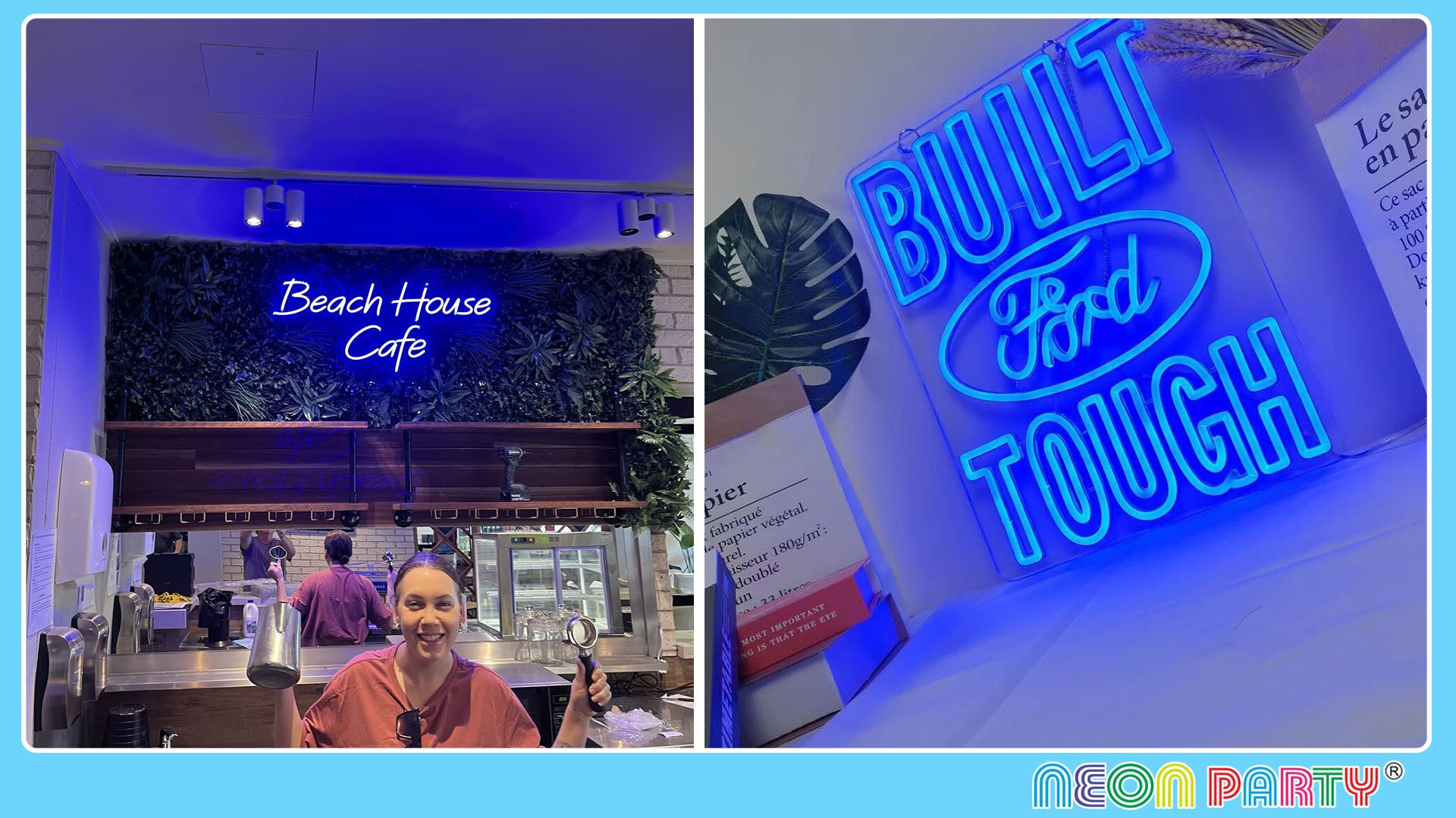 business blue neon signs