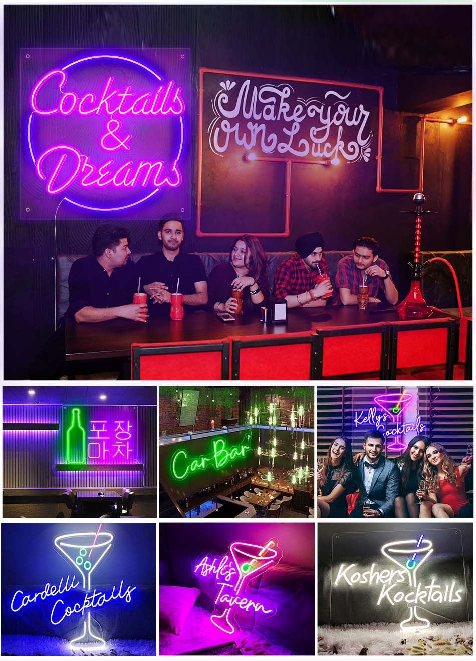 cocktails and dreams neon sign
