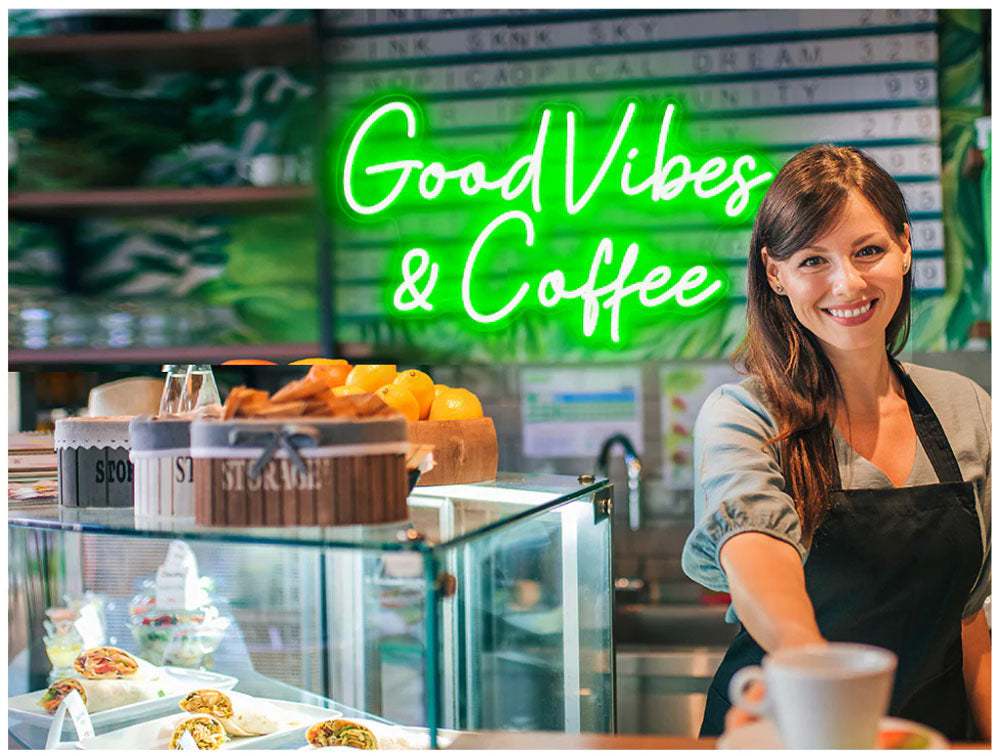 good vibes&coffee neon sign for cafe shop