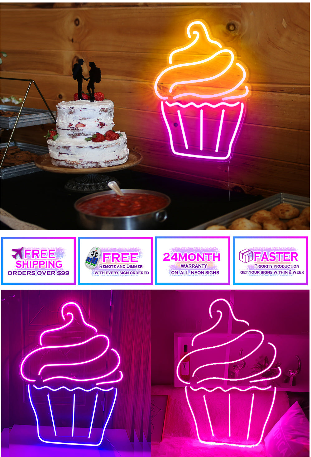 cupcake neon light