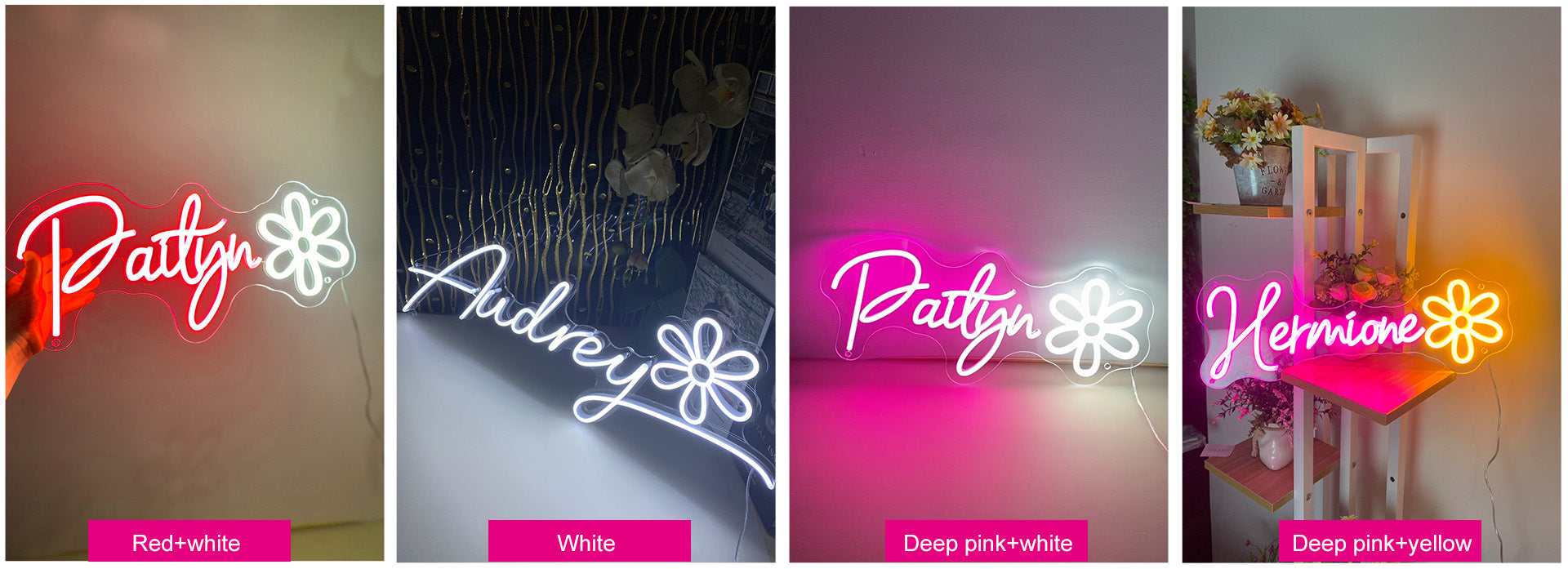 customizabel name neon light sign with flower