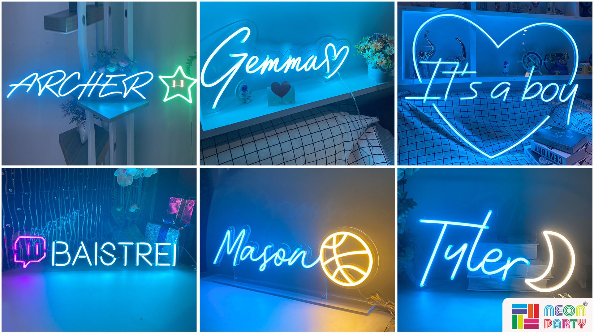 electric blue name neon