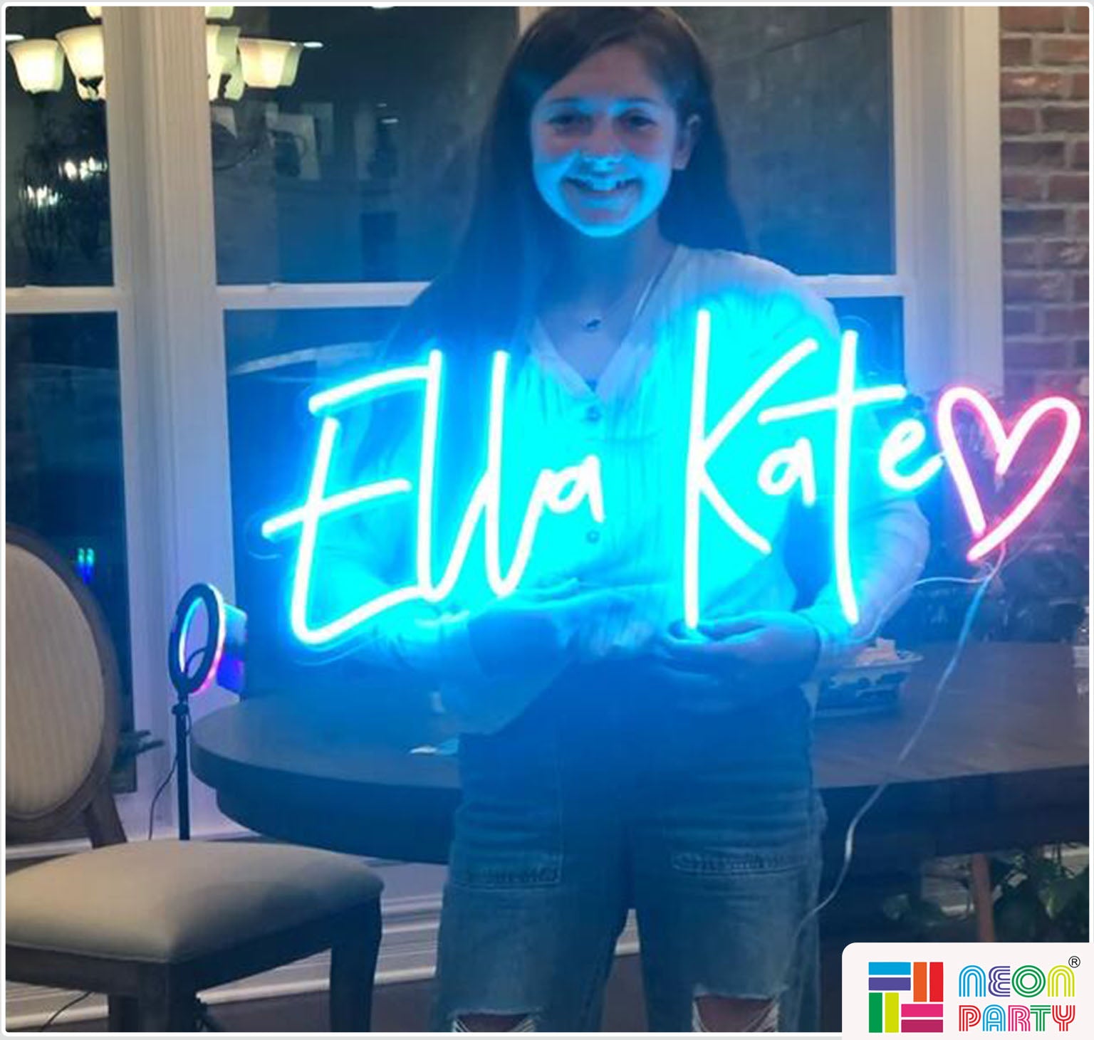 customizable blue name neon