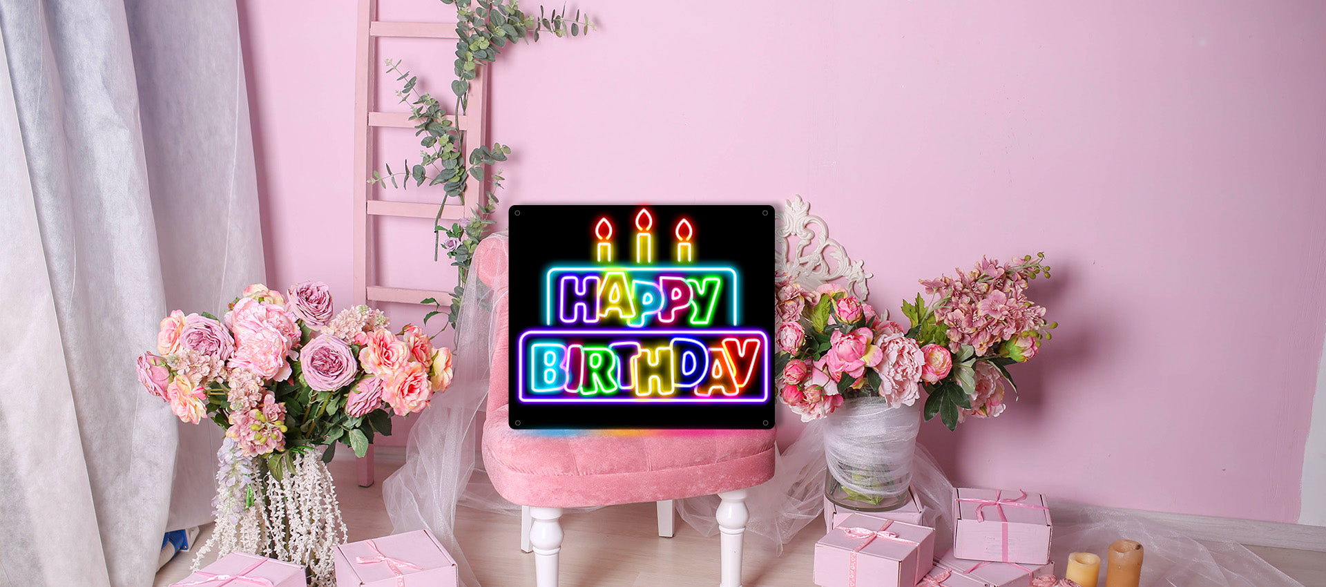 happy birthday neon sign