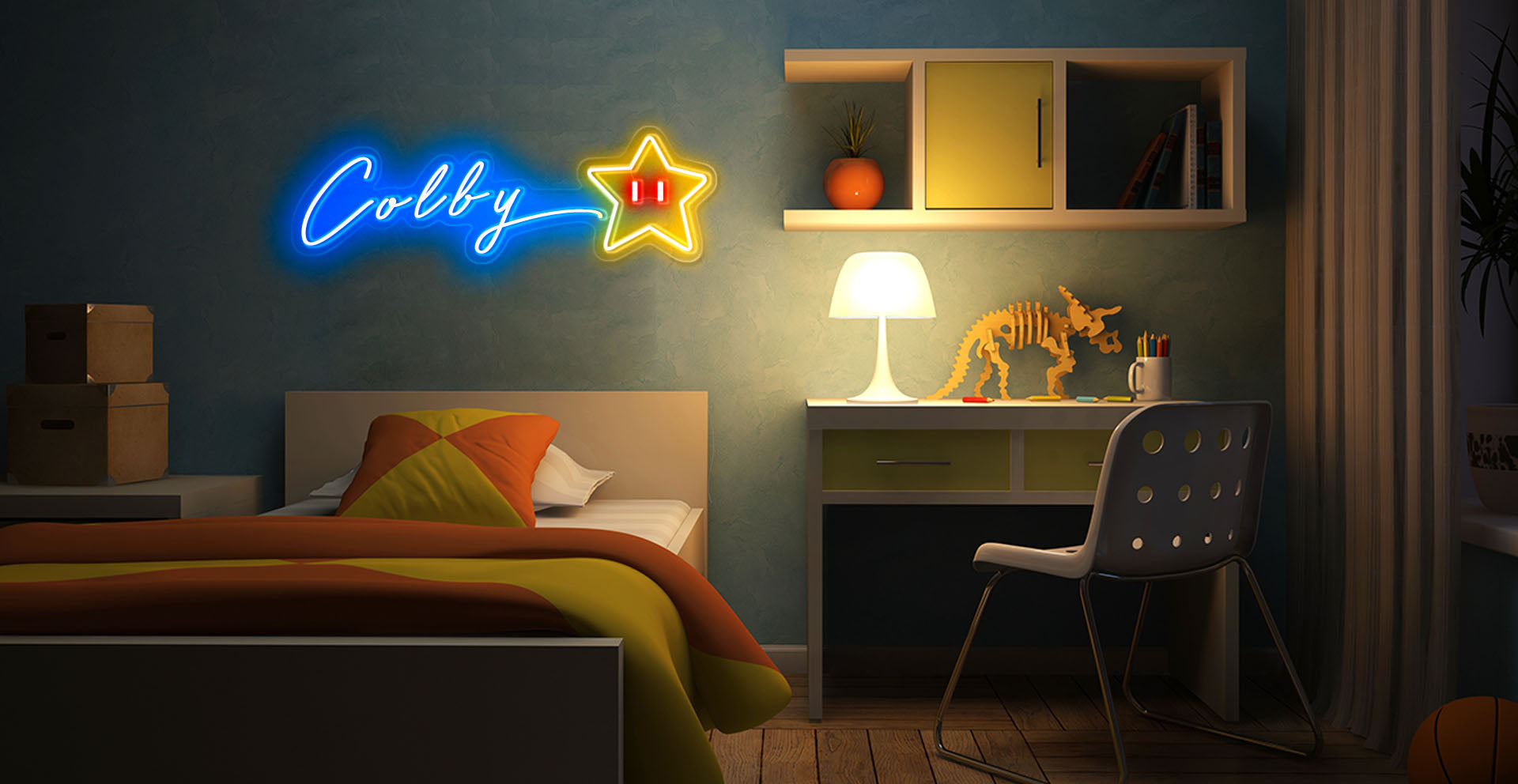 Smiling star neon light sign