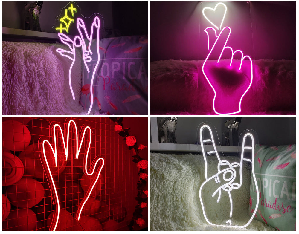 Finger neon light signs