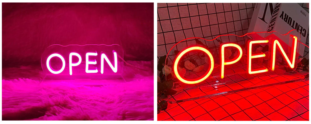 open neon light sign