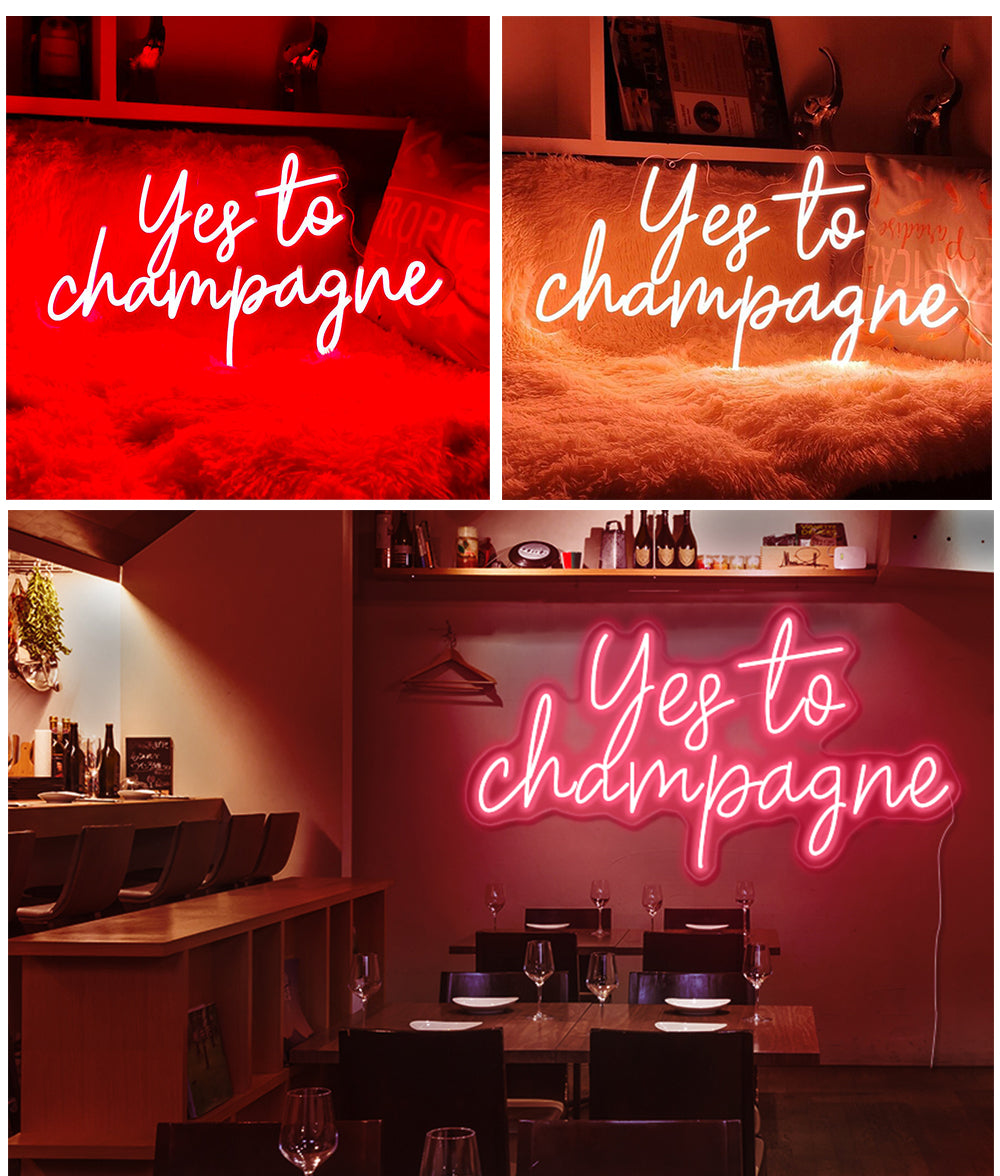 yes to champagne neon light