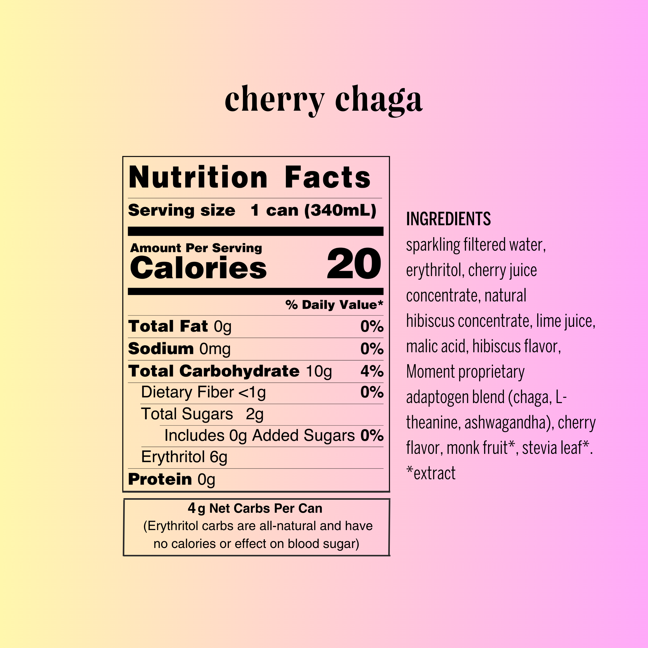 cherry chaga sparkling adaptogen drink (12 pack)