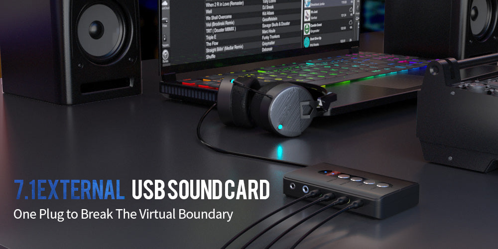 DigitalLife External 7.1 USB Sound Card 3D Surround Soundcard 3.5mm Audio Box with SPDIF and 2 Mic for Game Lover,Music Lover,Home theater System