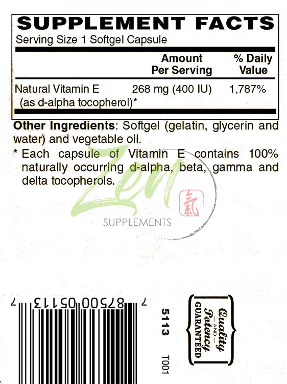 Vitamin E-400IU - With Mixed Tocopherols - 250 Softgel