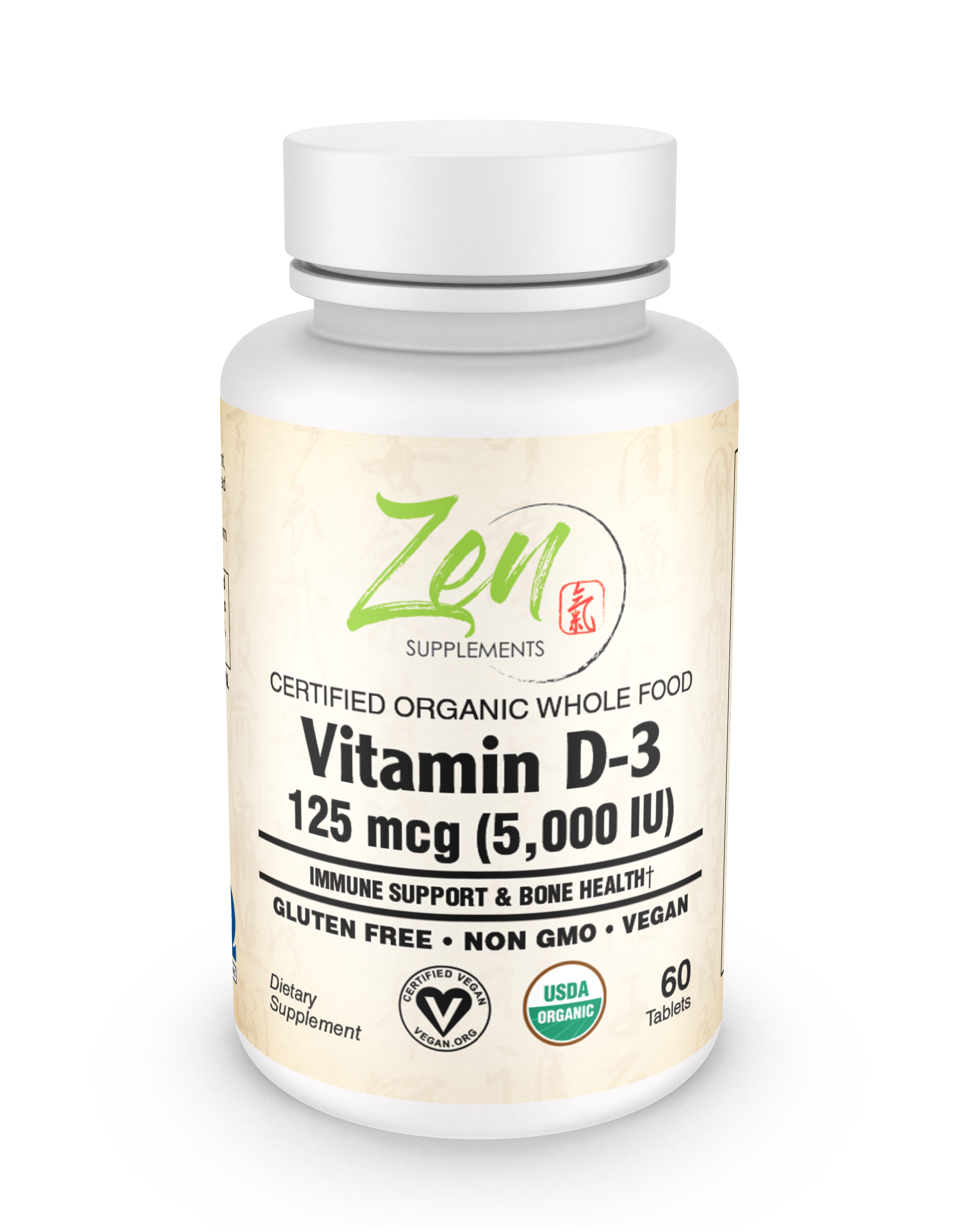 Organic Whole Food Vegan Vitamin D-3 125 Mcg (5,000 Iu) (natural algae sourced) 60 TAB