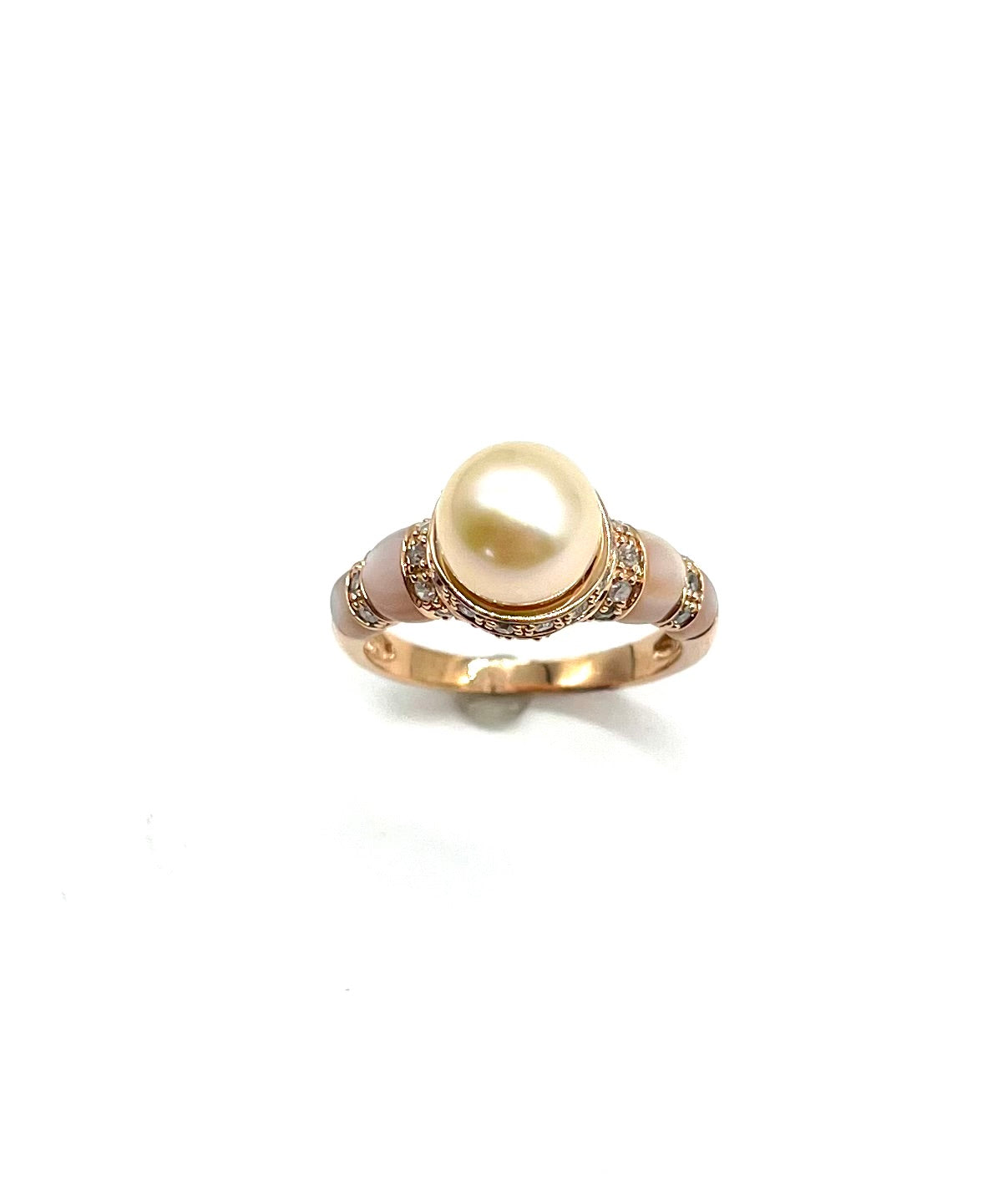 Rose Gold White Pearl and Pink Mother of Pearl Ring