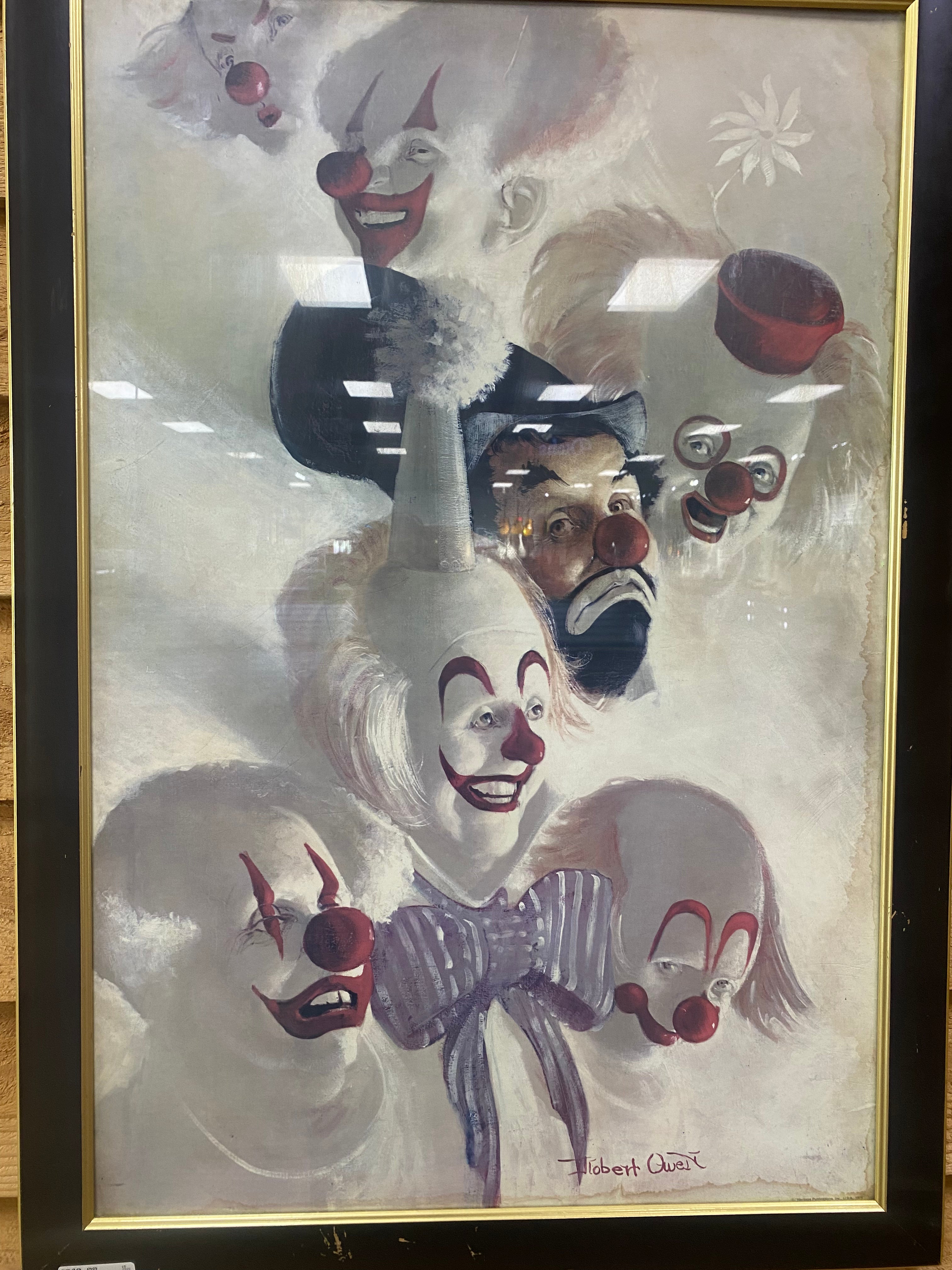 Robert Owen 7 faces of a clown (painting)