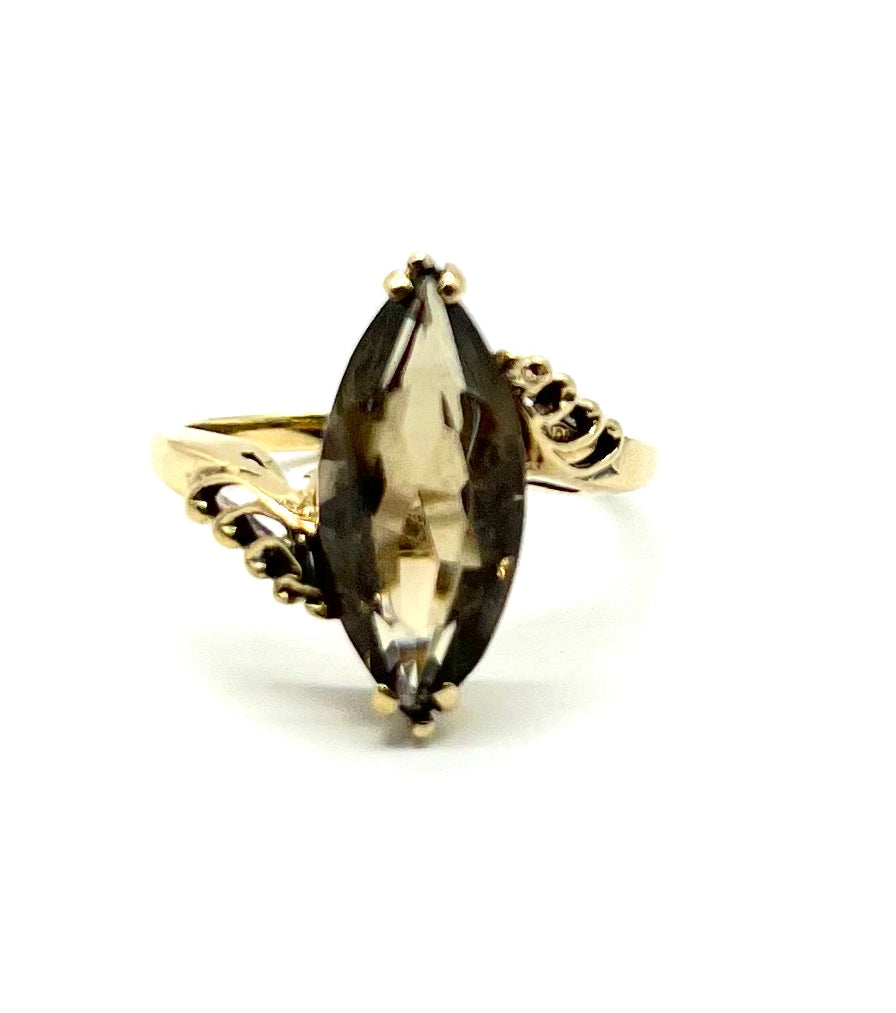 Marquise Shaped Smoky Topaz Ring
