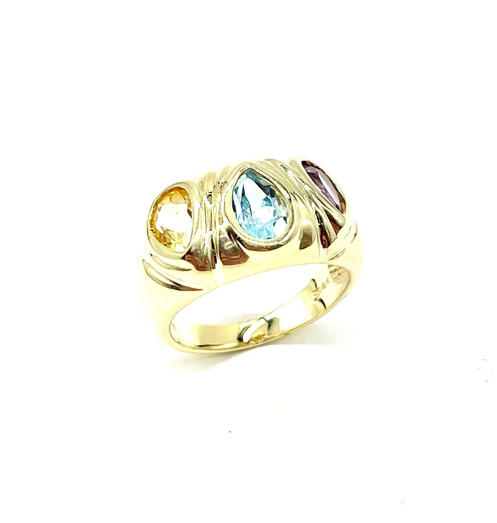 Amethyst, Blue Topaz and Citrine Ring
