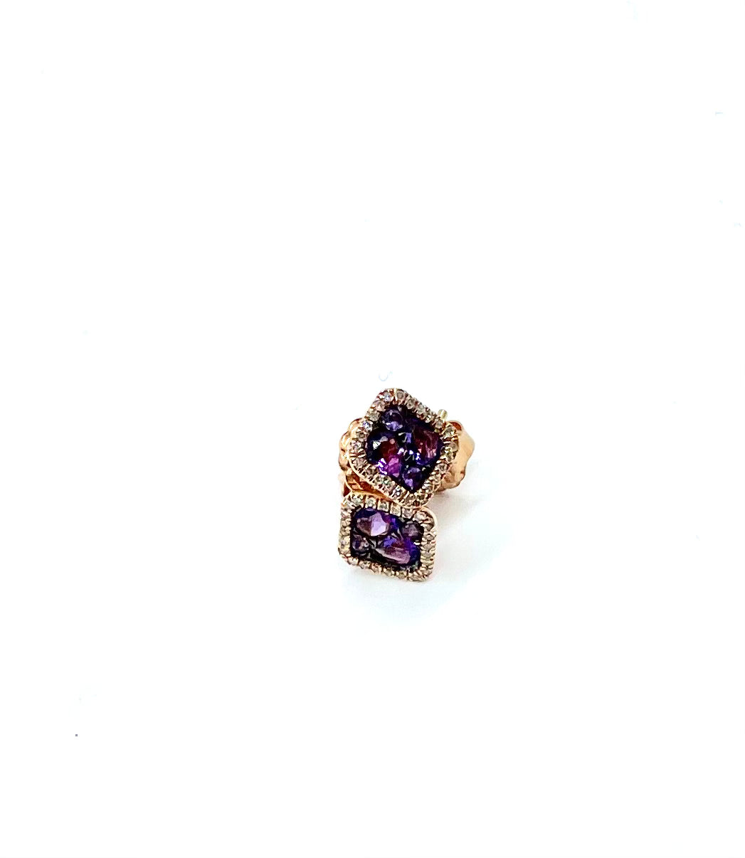 Rose gold Amethyst & Diamond Earrings