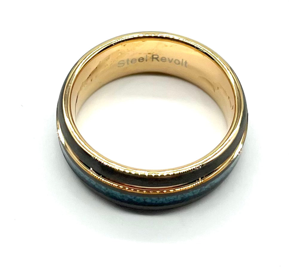 Tungsten Carbide Turquoise Inlay Ring