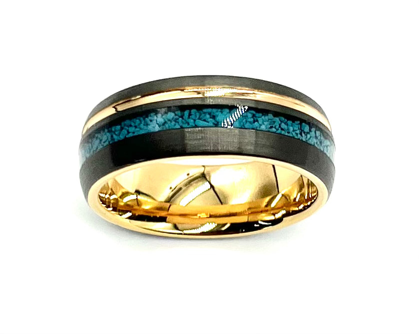 Tungsten Carbide Turquoise Inlay Ring