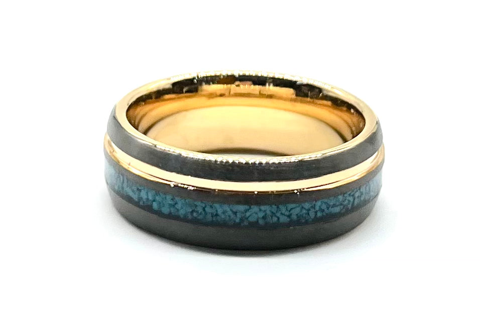 Tungsten Carbide Turquoise Inlay Ring