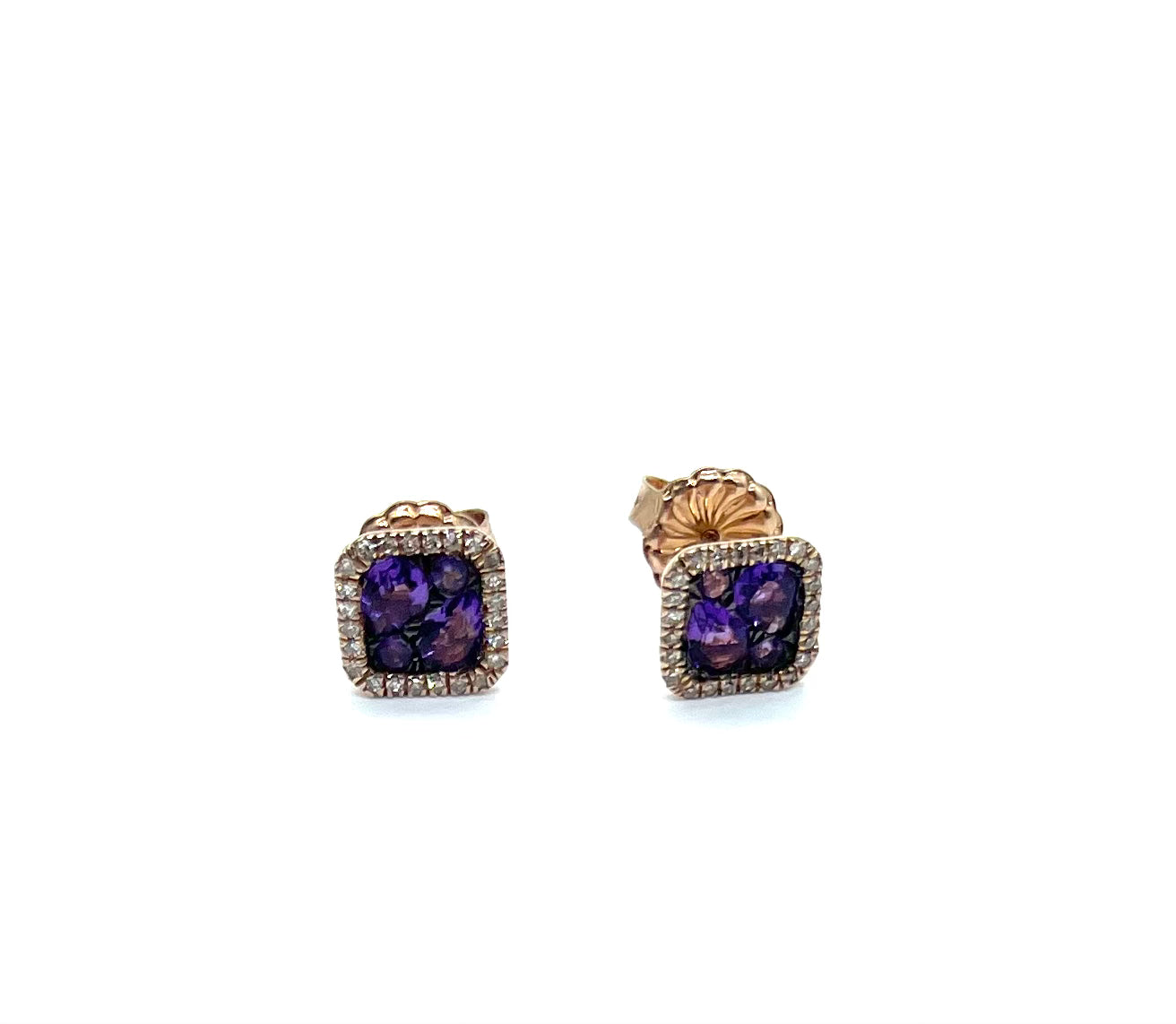 Rose gold Amethyst & Diamond Earrings