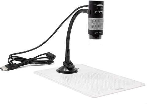 Plugable USB 2.0 Digital Microscope with Flexible Arm Observation Stand Compatible with Windows, Mac, Linux (2MP, 250x Magnification)