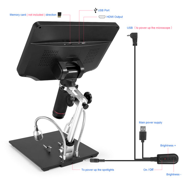 Andonstar AD409 10.1 inch Large Screen Digital Microscope HDMI SMD Soldering Tool For DIY Electronics Phone Repair