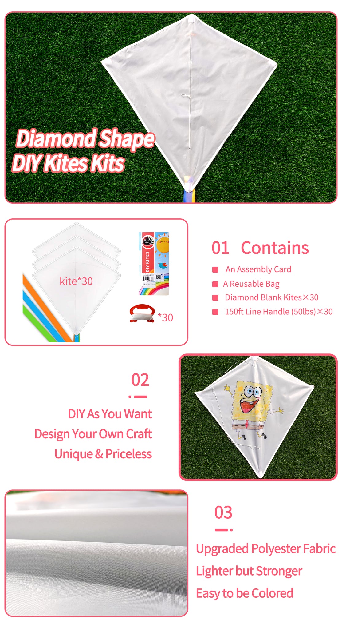 chinese promotional white color diy kite