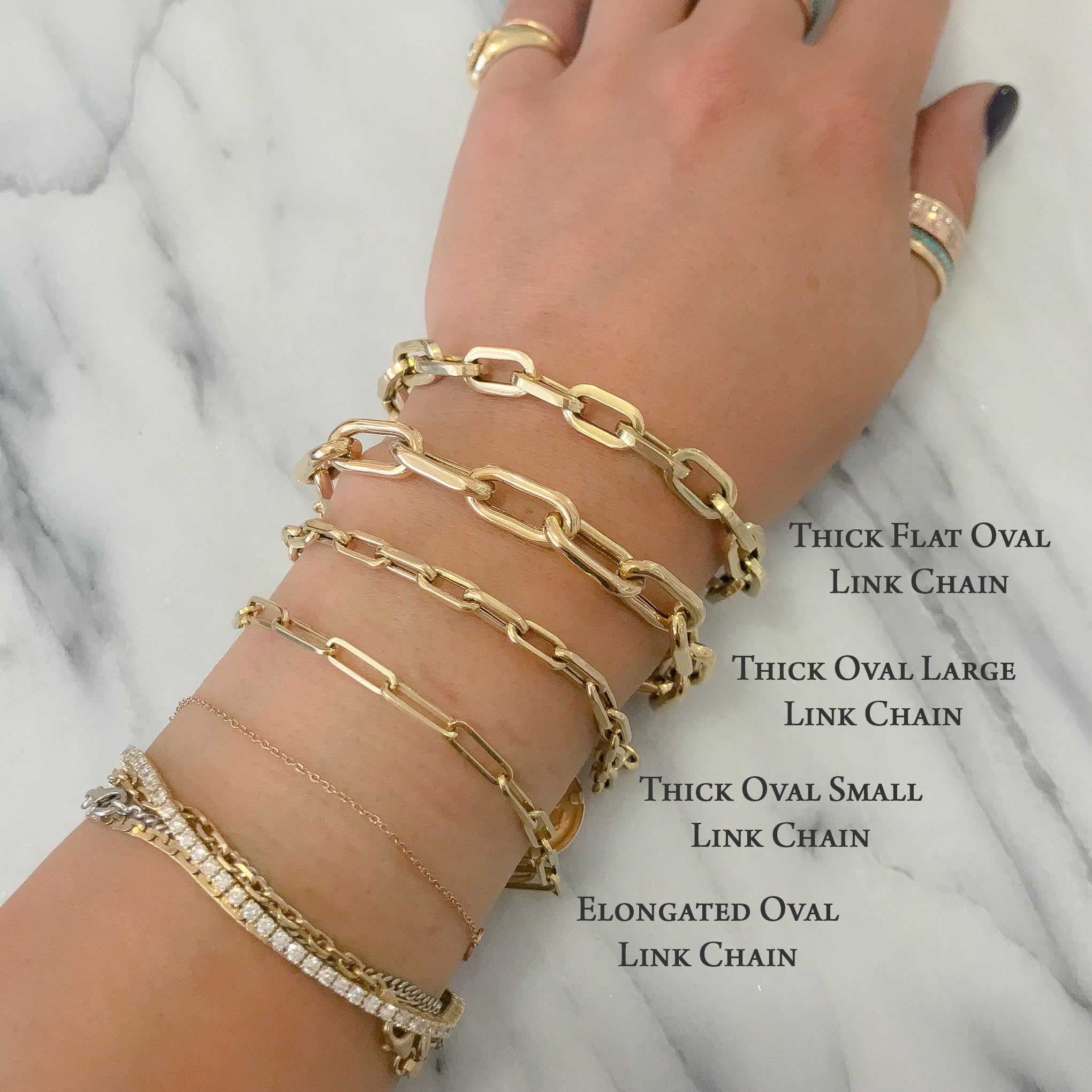 14K Gold Thick Oval Link Bracelet ~ Small Links, In Stock!