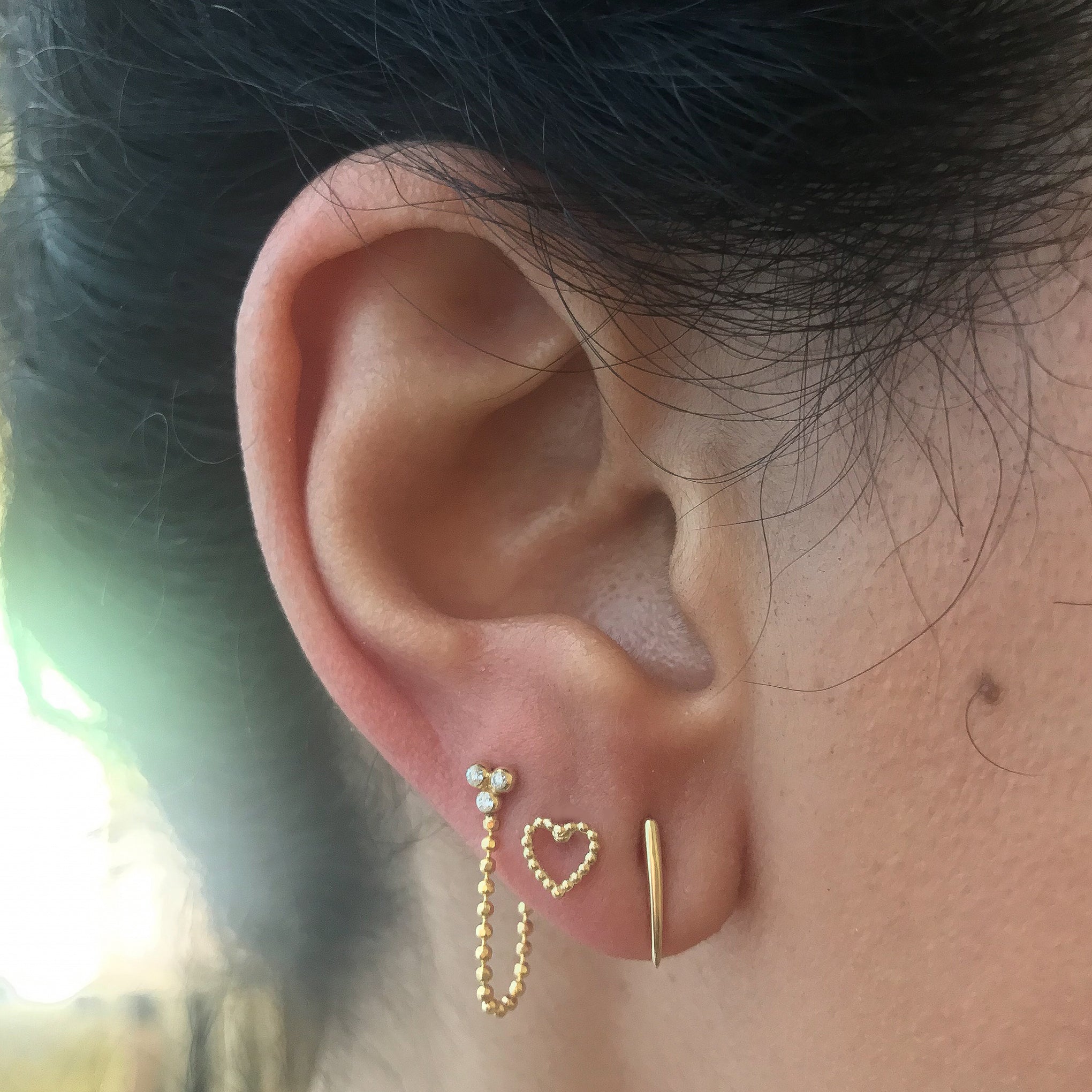 14K Gold Ear Hugger Thorn Earrings