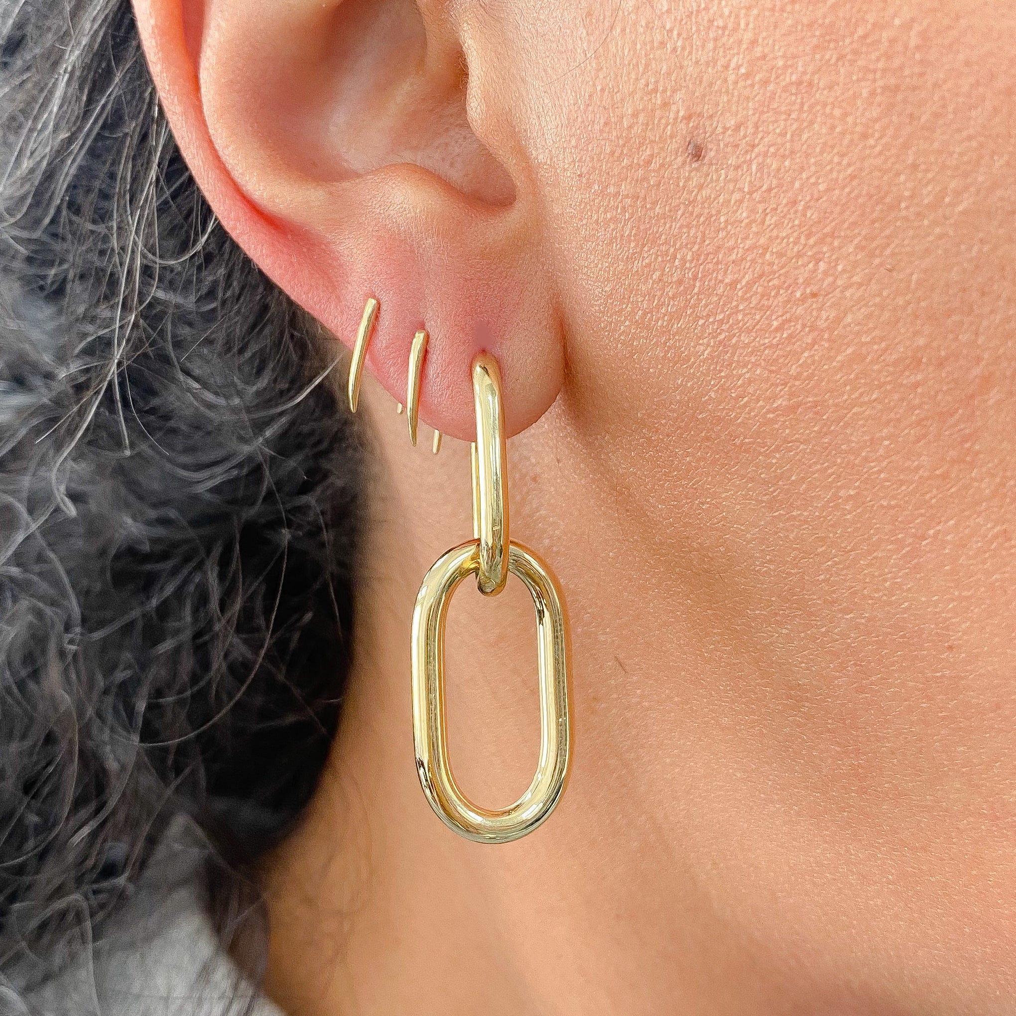 14K Gold Ear Hugger Thorn Earrings