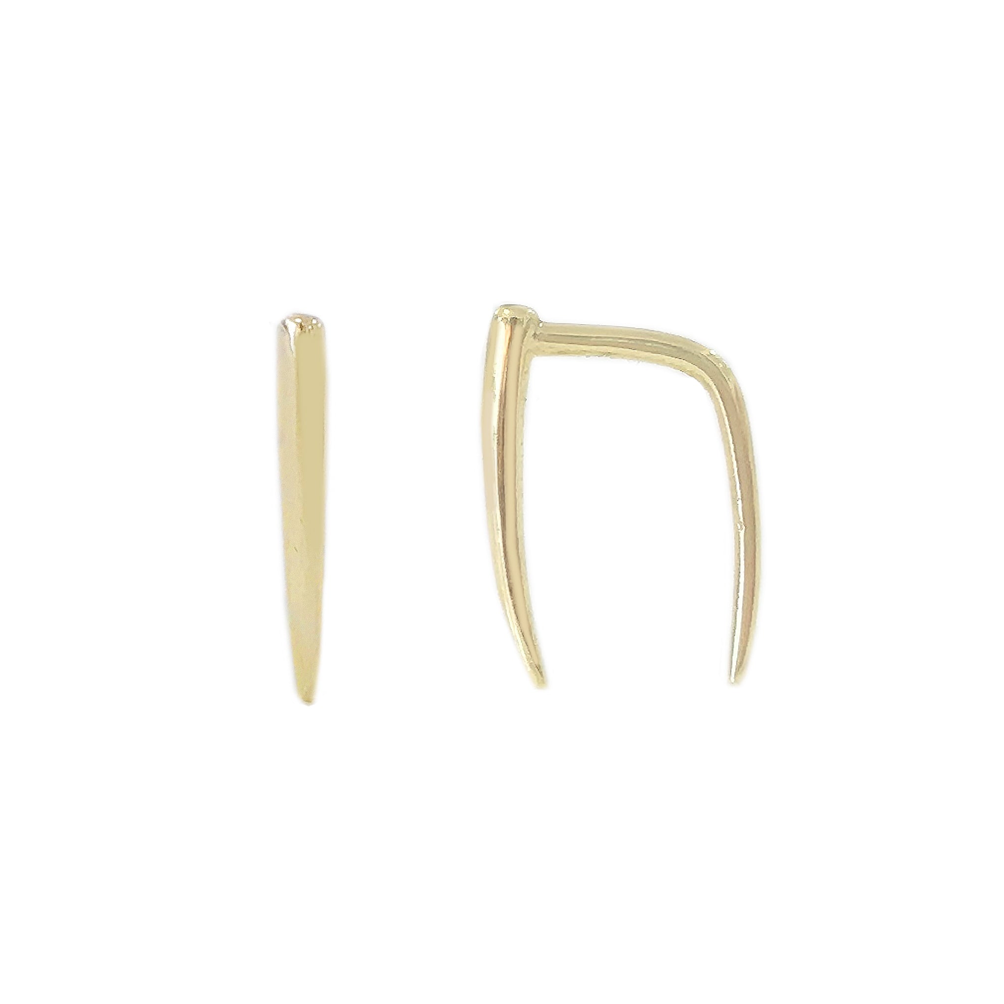 14K Gold Ear Hugger Thorn Earrings