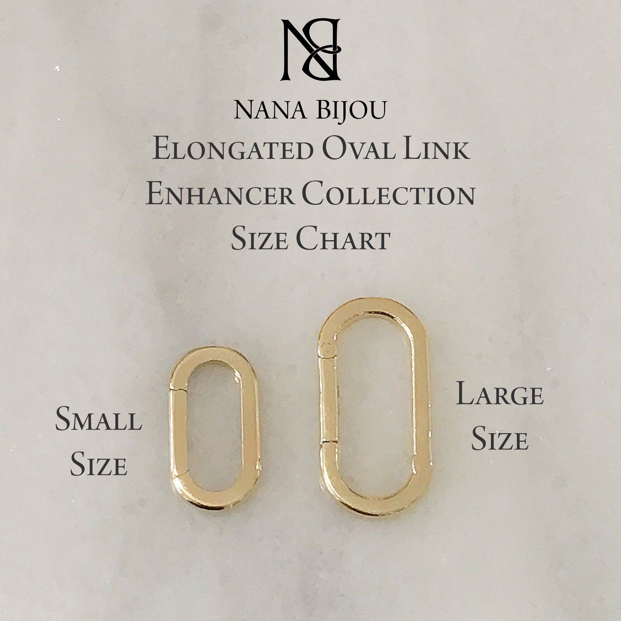 14K Gold Elongated Oval Charm Enhancer ~ Small Size