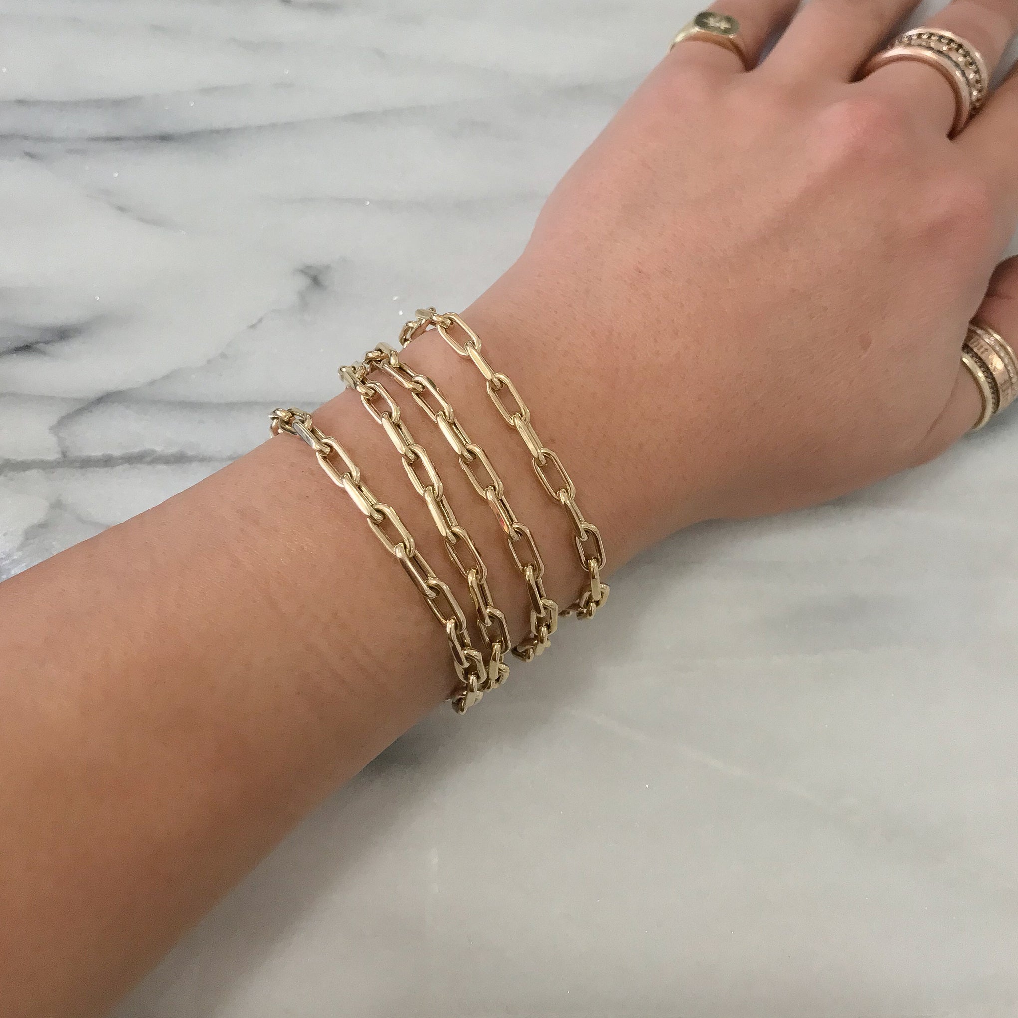 14K Gold Thick Oval Link Bracelet ~ Small Links, In Stock!