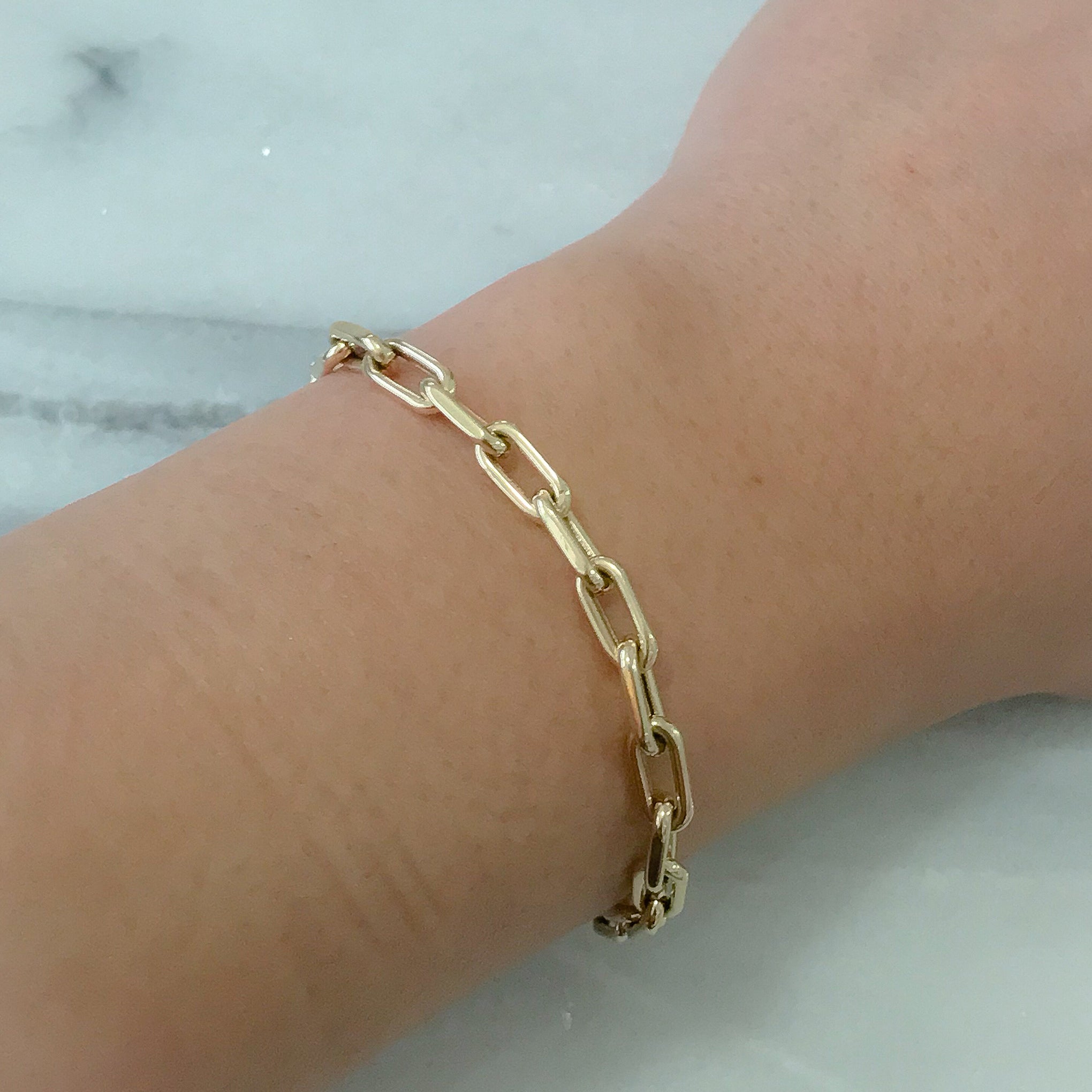 14K Gold Thick Oval Link Bracelet ~ Small Links, In Stock!