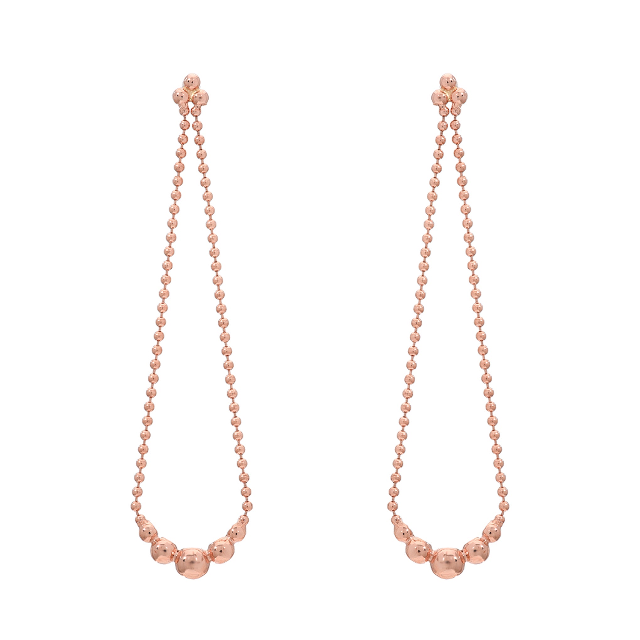 14K Gold Trinity Ball Chain Dangle Swing Earrings ~ In Stock!