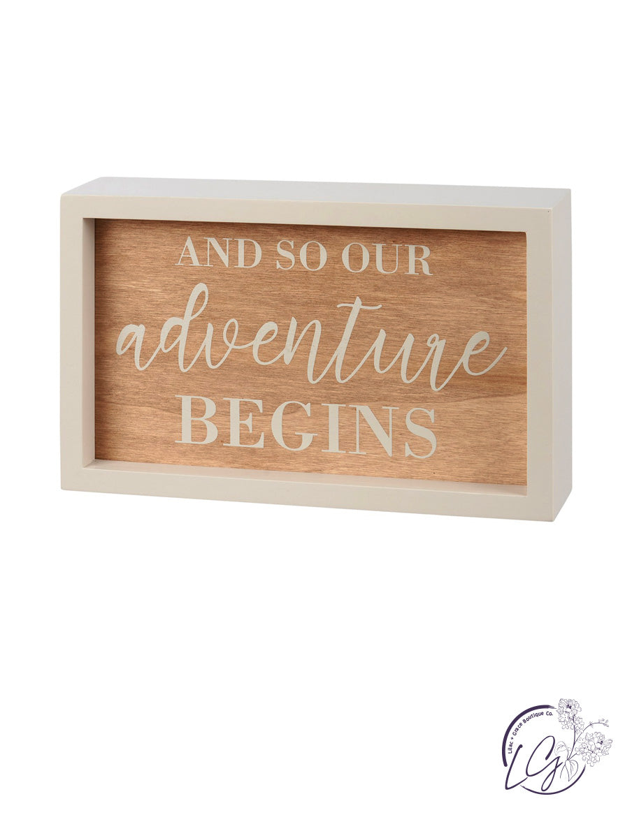 Inset Box Sign - Our Adventure Begins